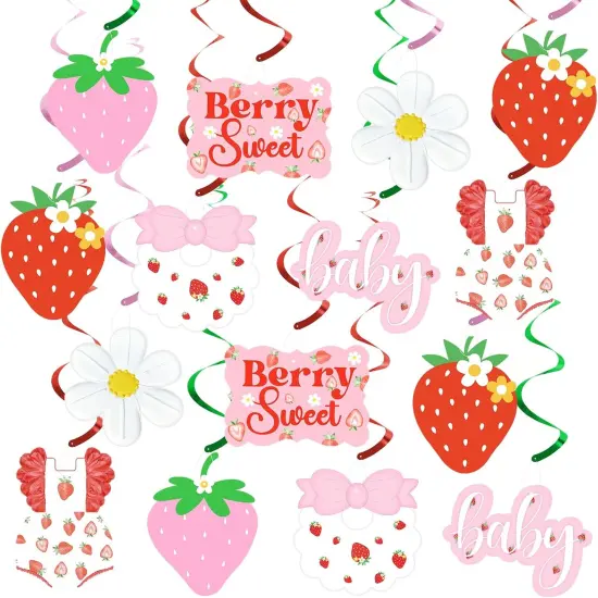 trawberry Berry Sweet Party Hanging Swirl Decor, Summer Fruit Strawberry Theme Party Ceiling Streamers {1}