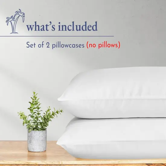 Organic Cotton Pillow Cases Queen/Standard Set of 2, Soft & Cooling Percale Weave Cotton Pillowcases (Bright White) {3}