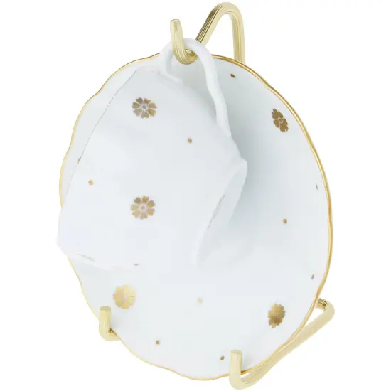 Bard's Demi-tasse Gold-toned Cup and Saucer Stand, 5.5" H x 2.75" W x 3.25" D (For 2-3 Fluid Ounce Espresso Cups) {4}