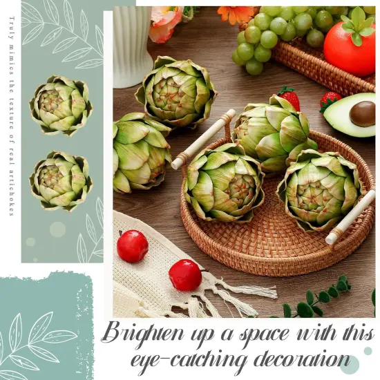 6 Pcs - Green Artificial Artichokes {3}