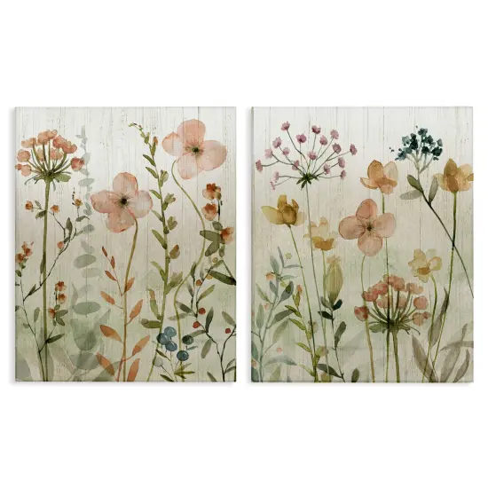 Stupell Industries Pink Rustic Wildflower Collection 2pc Canvas Set By Livi Finn {1}
