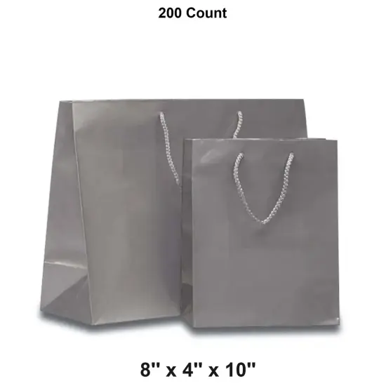 Perfect Party Favors with Glossy Euro Totes 8'' x 4'' x 10'' Non-Metallic Silver {1}