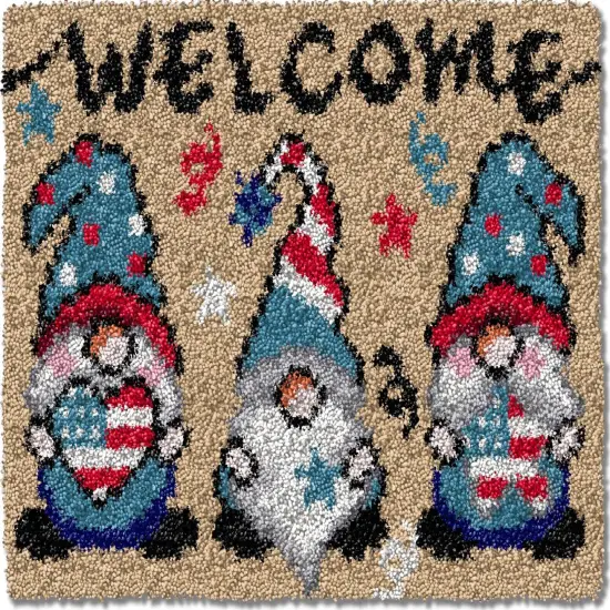 TEZKIM Latch Hook Kits for Adults Kids Christmas Rug Making Kits with Printed Canvas Carpet Tapestry Kits DIY Needlework Doormat Creative Gift Home Decoration 20.5Inch X13.8Inch (Beige) {1}