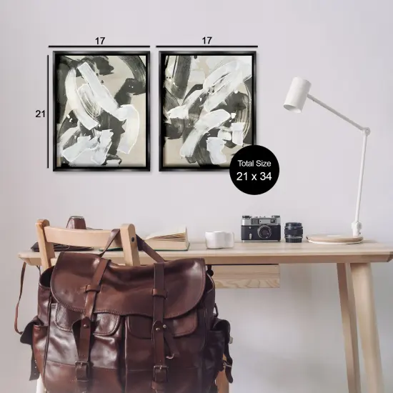 Stupell Industries Neutral Paint Streaks 2pc Floater Framed Canvas Wall Art Set Design by June Erica Vess {3}