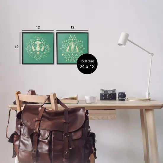 Stupell Industries Boho Symmetrical Rabbits 2pc Framed Giclee Wall Art Set Design by Katie O'Shea  {3}