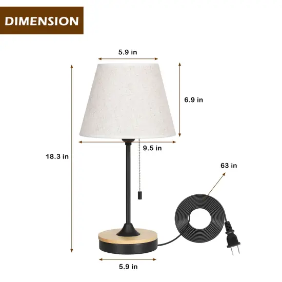 2pcs Wood Desk Lamps Energy Efficient with Linen Shade {3}
