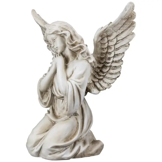 Northlight Kneeling Angel with Open Wings Statue - 13" Beige {7}