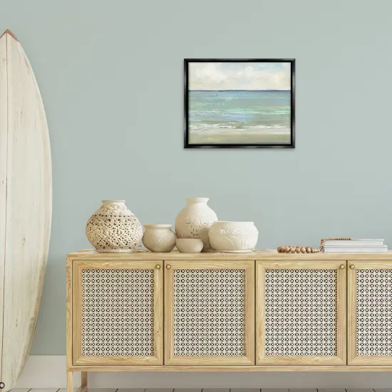 Stupell Industries Horizontal Beach Brush Strokes Floater Framed Canvas Wall Art Design by Sally Swatland {2}