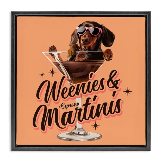 Stupell Industries Weenie's & Espresso Martinis Floater Framed Canvas Wall Art Design by Jim Baldwin {1}