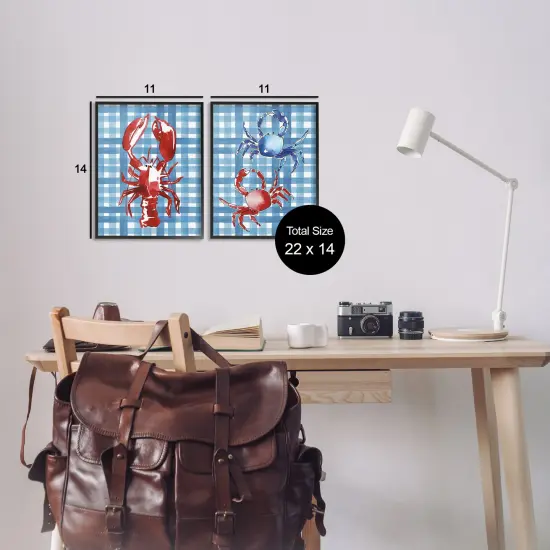 Stupell Industries Coastal Cuisines on Plaid 2pc Framed Giclee Wall Art Set Design by Mercedes Lopez Charro {3}