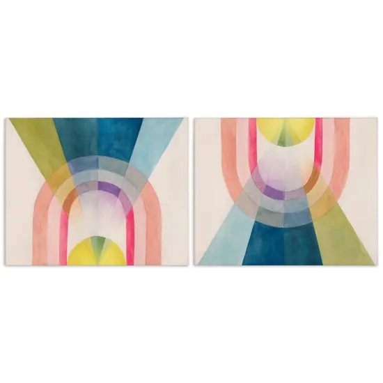 Stupell Industries Retro Pastel Structured Shapes 2pc Canvas Wall Art Set Design by Grace Popp  {1}