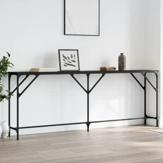 vidaXL Console Table Black 78.7"x11.4"x29.5" Engineered Wood {1}
