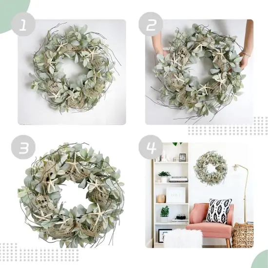 18&rdquo; Lamb&rsquo;s Ear & Starfish Wreath &ndash; Rustic Farmhouse Coastal D&eacute;cor {6}