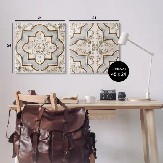 Stupell Industries Moroccan Tile in Neutrals 2pc Canvas Wall Art Set Design by Irena Orlov {3}