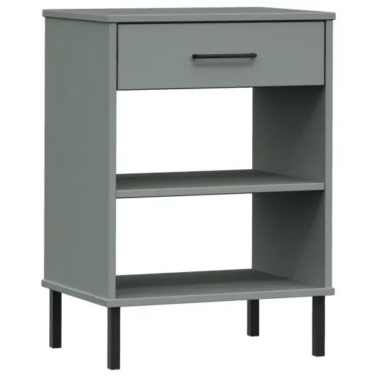 vidaXL Console Cabinet with Metal Legs Gray Solid Wood Pine OSLO {2}