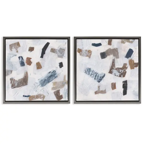 Stupell Industries Scattered Neutral Shapes 2pc Floater Framed Canvas Wall Art Set Design by Melissa Wang  {1}