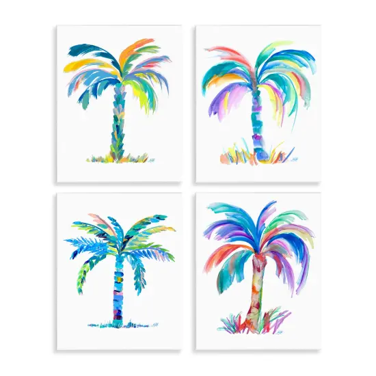 Stupell Industries Bold Blue Palms 4pc Wall Plaque Art Set Design by Julie DeRice {1}