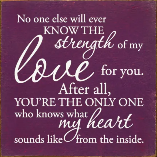 Handcrafted Rustic Wood Sign Sentimental Love Quote for Home Decor Purple-White {1}