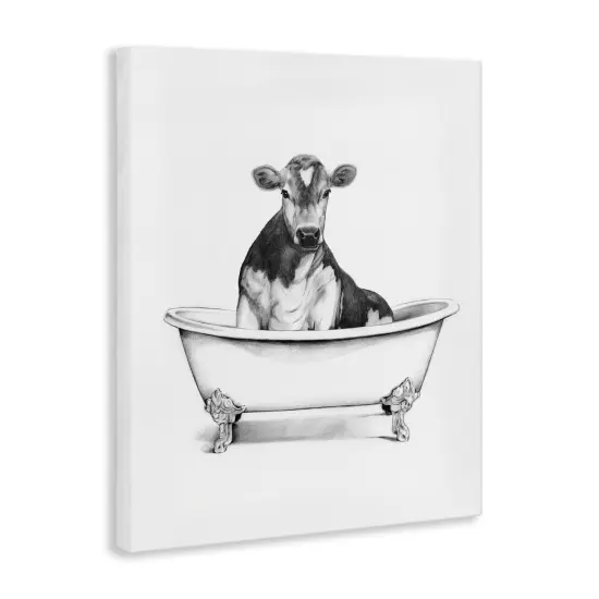 Stupell Industries Antique Tub with Cow Canvas Wall Art Design by Victoria Borges {3}