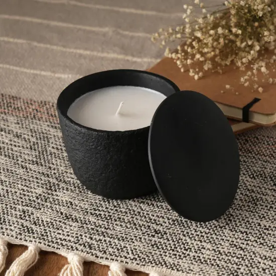 Black Ecomix Wax Fill Fragrance Jar Candle With Wooden Lid {5}