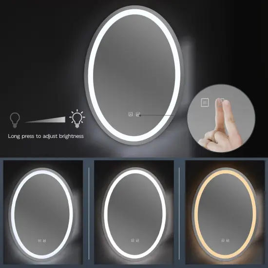 Round Wall Mounted Bathroom LED Smart Touch Mirror Brightness Memory Function, for Bathroom, Vanity, Christmas Promotion, Holiday Gift Guide {4}