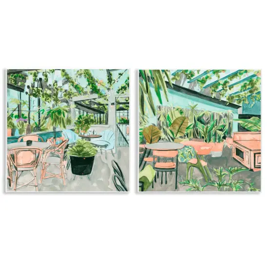 Stupell Industries Plant Filled Café Views 2pc Wall Plaque Art Set Design by Melissa Wang {1}