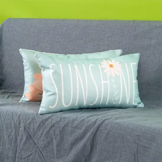Spring Summer Lumbar Pillow Covers 12x20 Inch Farmhouse Daisy Throw Pillow Cover Sunshine Bloom Decorative Cushion Case for Sofa Couch Home Bed Set of 2 {5}