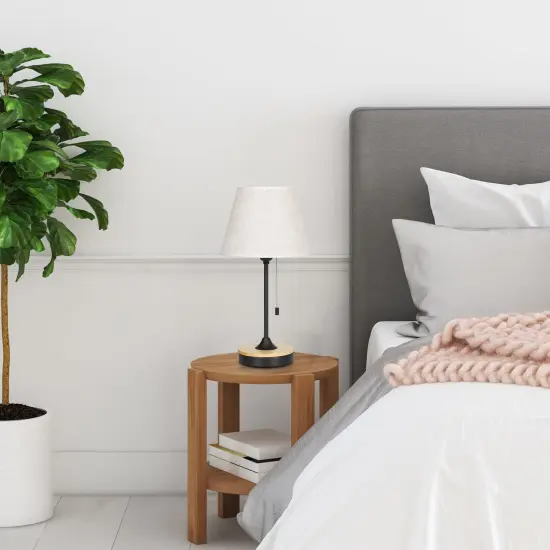 2pcs Wood Desk Lamps Energy Efficient with Linen Shade {5}