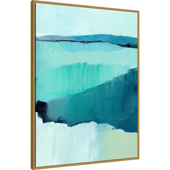 Cyan Reflections II by Annie Warren Framed Canvas Wall Art {3}