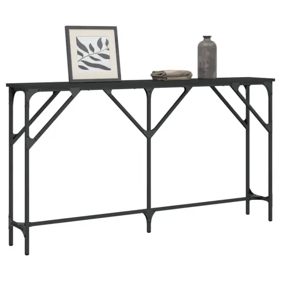 vidaXL Console Table Black 55.1"x9.1"x29.5" Engineered Wood {3}