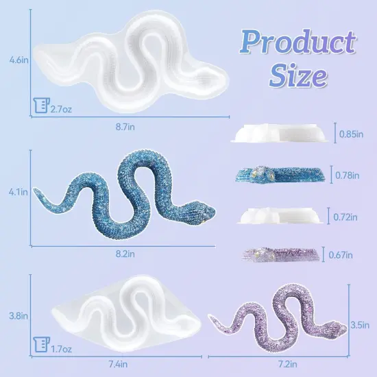 LET'S RESIN 2Pcs Snake Resin Molds, Flexible 3D Snake Silicone Molds(Large & Small), Effortless Demolding Animal Epoxy Molds for DIY Art, Home Decor, Serpent Lovers Gifts {2}
