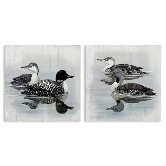 Stupell Industries Four Loons in Lake 2pc Canvas Wall Art Set Design by Susan Jill {1}
