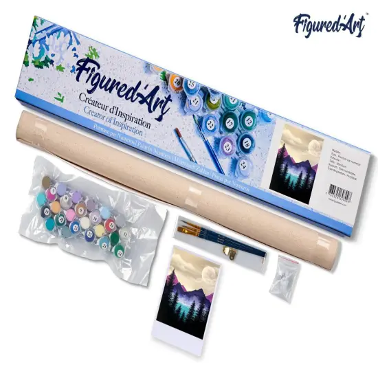 Figured'Art Paint by Numbers Kit for Adults Forest and Lake 16"x20" - Craft Art Painting DIY Kit Rolled Canvas without frame {5}