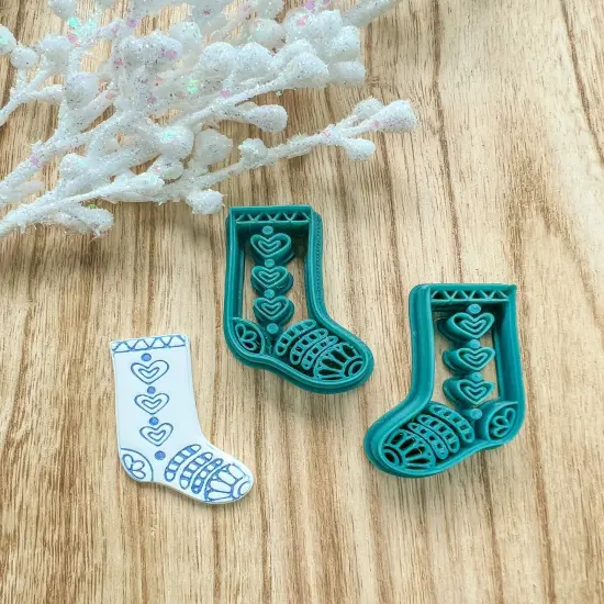 FOLK STOCKING | SCANDINAVIAN | CHRISTMAS | CLAY CUTTER {1}