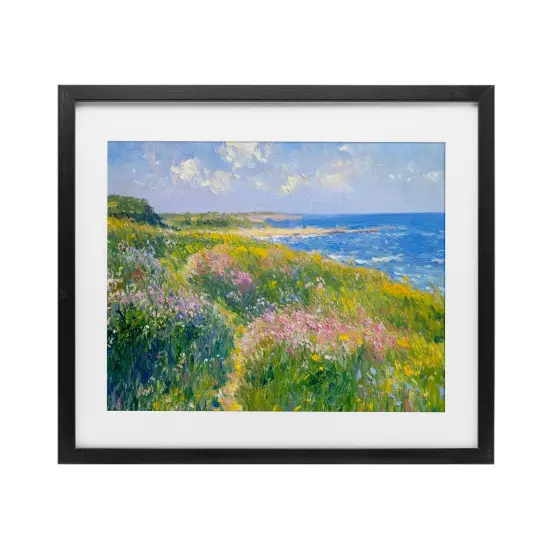 Stupell Industries Impressionist Smudged Coast Framed Print Under Glass, design by Petal Prints Design {7}