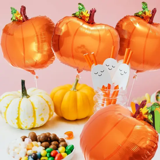 8 Pack Fall Cute Pumpkin Foil Balloons {3}