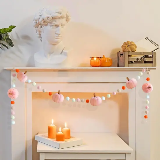 Fall Felt Pom Pom Banner (Pink) {4}