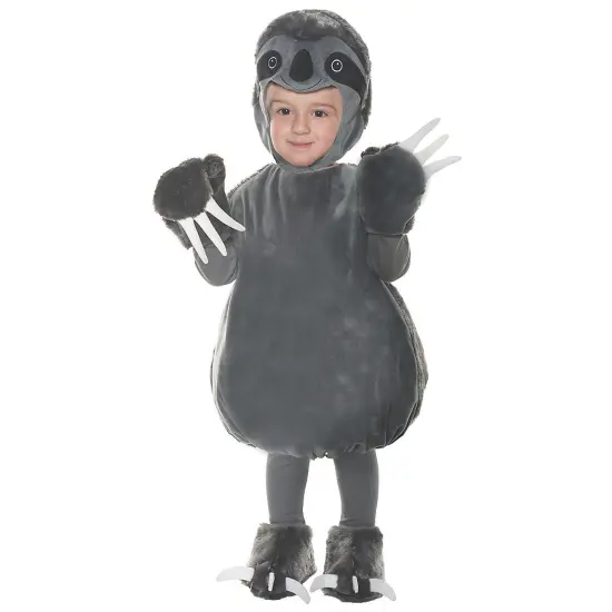 Adorable Sloth Toddler Costume with Plush Body Hood and Shoe Covers {1}
