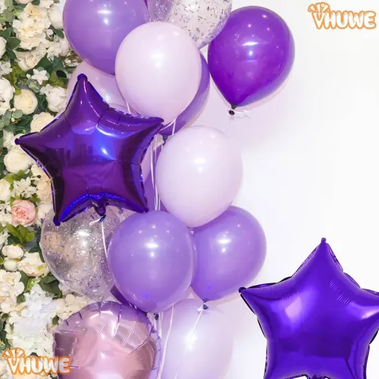 10 Pcs Purple Star Shaped Mylar Helium Foil Metallic Balloon(Purple Star Balloons) {5}