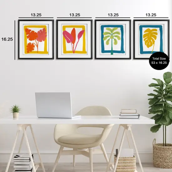 Stupell Industries Warm Oasis Leaves 4pc Framed Print Under Glass Set, design by Bronwyn Baker {3}