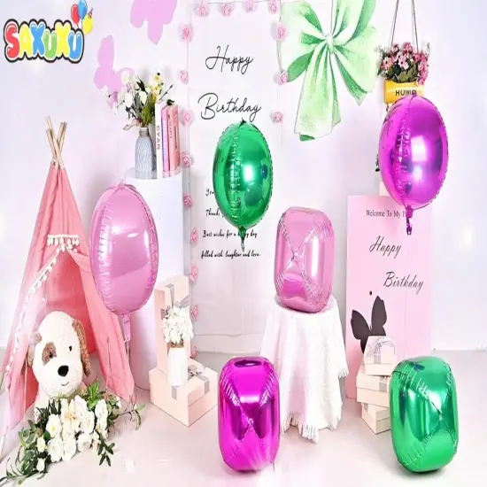 22 Inch Big Round Foil Balloon(Pink Green) {2}