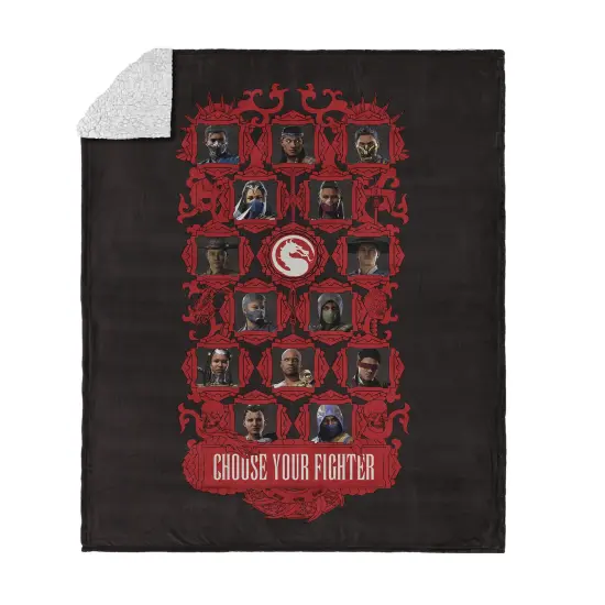 Warner Brothers Mortal Kombat Silk Touch Sherpa Throw Blanket Test Your Might {9}
