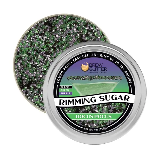 Brew Glitter - Hocus Pocus Rimming Sugar (4oz, 1x Bar Tin) Cocktail Garnish for Mixed Drinks & Refreshments {4}