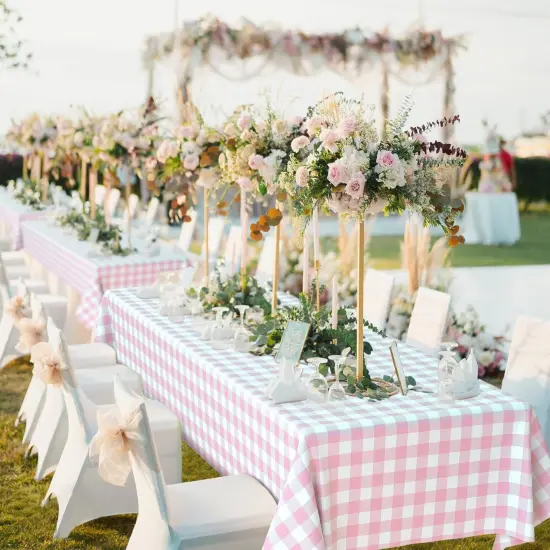 4 Pcs Pink Gingham Tablecloth {4}
