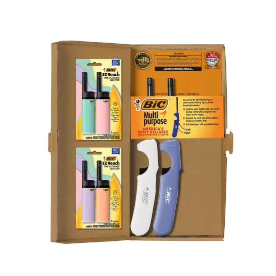 BIC Lighter Combination 2 Multi-Purpose Lighters with Long Metal Wand, Classic Collection, and 4 EZ Reach Pastel Candle Lighters, The Ultimate Lighter with Wand, Assorted Colors {2}