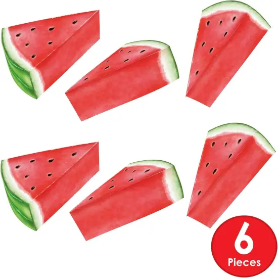 3-D Watermelon Centerpieces, 5.5" x 4.5", Set of 6- Summer Table Decorations, Fruit Cutouts, Birthday Party Supplies {2}