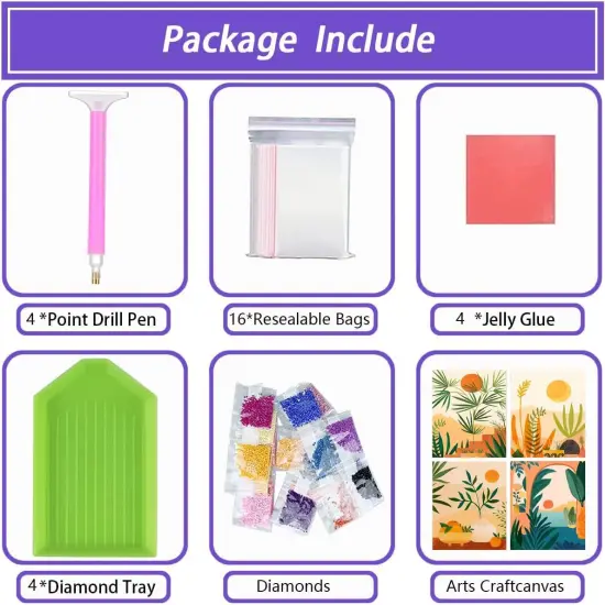 4 Pcs Diamond Painting Kits for Adults-Diamond Art Kits for Adults,DIY Painting for Adult Full Drill Diamond Painting Kits {4}