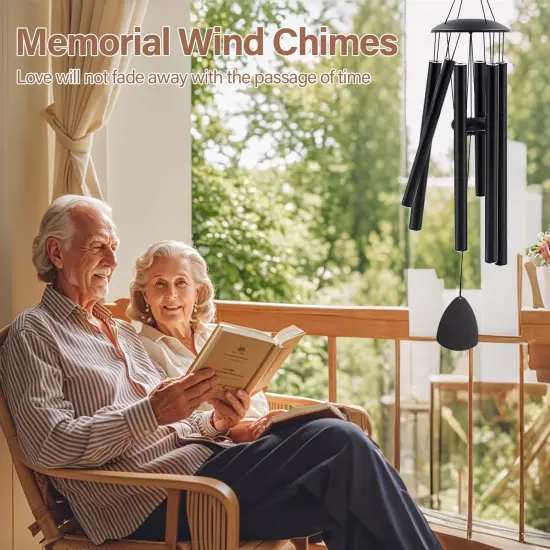 Wind Chimes for Outside, Large Aluminum Wind Chimes &ndash; Deep Tones & Soothing Melodies Ideal for Garden, Patio Decor, and Windchimes Outdoors for Loss of Loved One (32'' Black) {4}