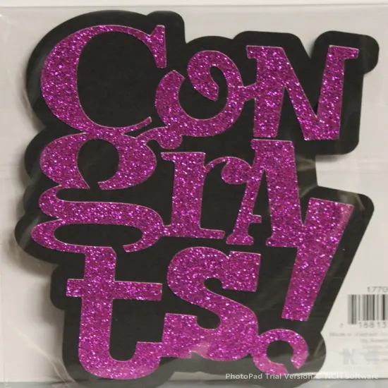 T & H Creations Congrats! Dimensional Layered Glitter Title Sticker {1}