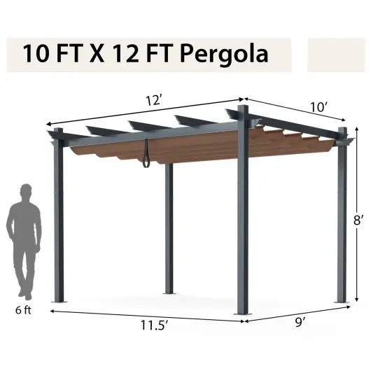 Retractable Pergola with Aluminum Frame and Trellis Coffee {5}